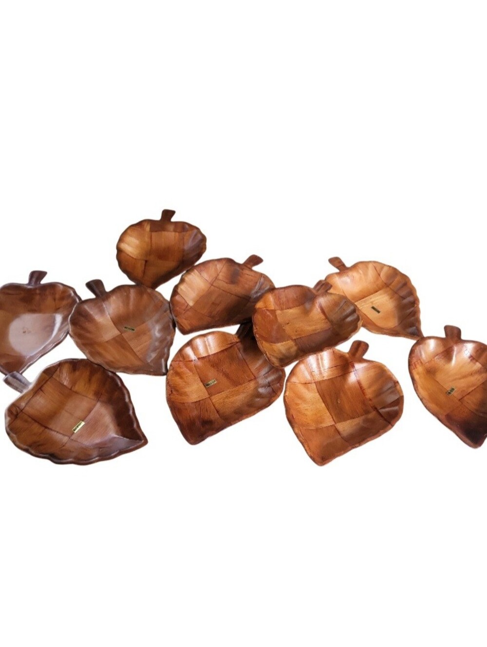 Vintage Formosa Leaf Shaped Wood Bowl Set 10 Pc